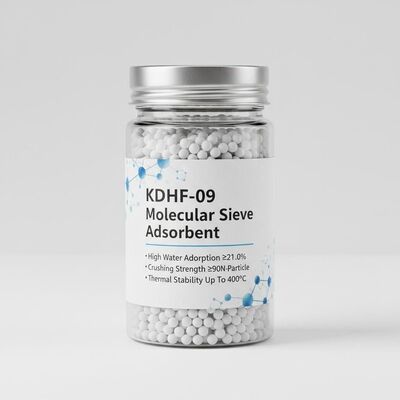 KDHF-09 Molekularsieb-Adsorptionsmittel mit hoher Wasseradsorption ≥21,0%, Druckfestigkeit ≥90N/Partikel und thermischer Stabilität bis zu 400°C
